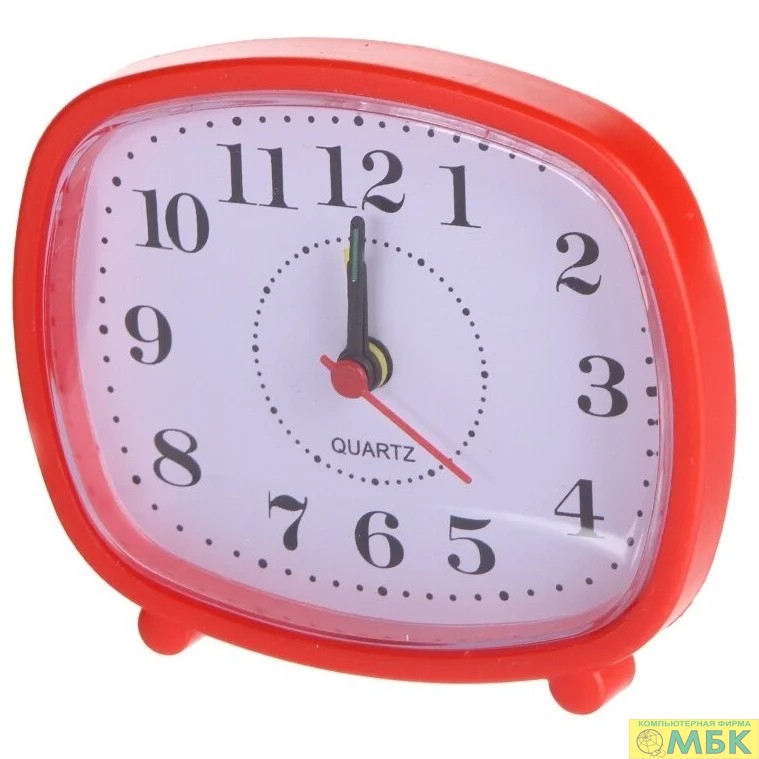 картинка Perfeo Quartz часы-будильник "PF-TC-005", прямоугольные 10*8,5 см, красные от магазина МБК