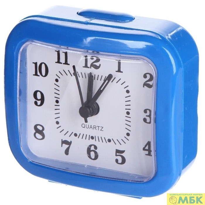 картинка Perfeo Quartz часы-будильник "PF-TC-004", прямоугольные 8*7,5 см, синие от магазина МБК