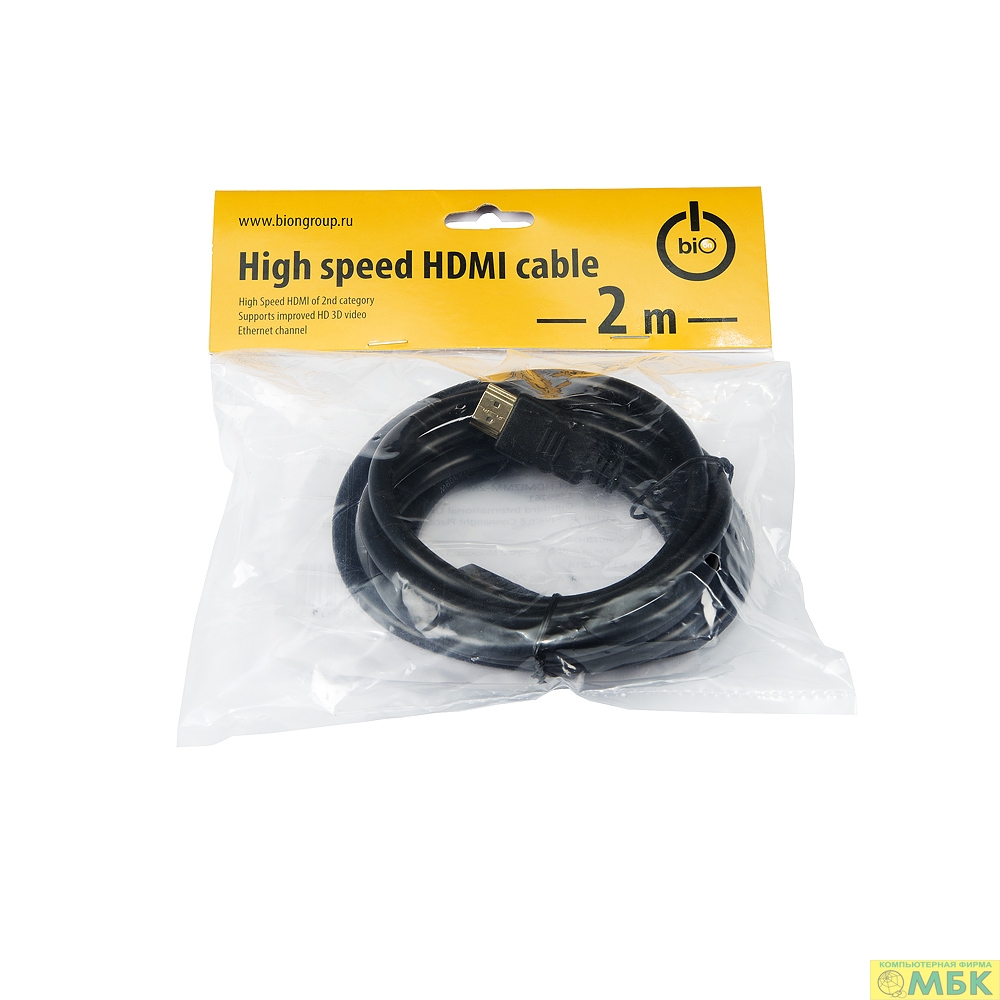 картинка Bion Кабель HDMI v2.0, 19M/19M, 3D, 4K UHD, 2м, черный [BXP-HDMI2MM-020] от магазина МБК